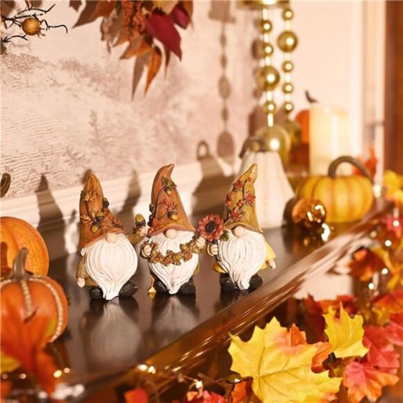 5.5" Fall Gnomes Table Decor for Home, Set of 3 Autumn Decorations Garden Gnomes - Picture 4 of 6